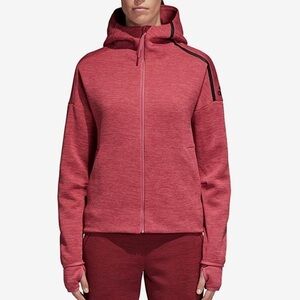 Adidas Women’s hooded Full-Zip Jacket with thumb holes Sz-XL. DD4